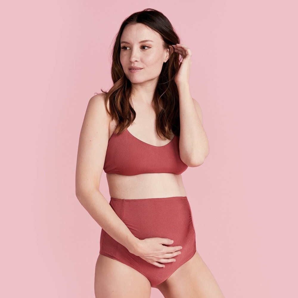 Navy Summersalt two-piece ribbed maternity suit
